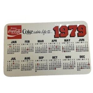 1979 Coca Cola Pocket Calendar Coke adds life to... 3 3/4" x 2 3/8" Mini NOS